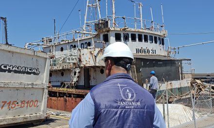 Autoridades de Tandanor y AGP inspeccionaron el avance del desguace del ex pesquero HOKO 31 en la Dársena Sur