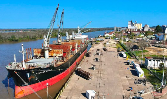 El buque África Merlín refuerza el rol estratégico del puerto de Concepción del Uruguay